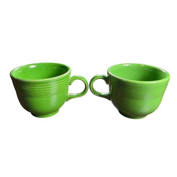Lot of 2 Fiesta Ware Flat Cups Chartreuse Green HLC USA Replacement - Picture 2 of 9